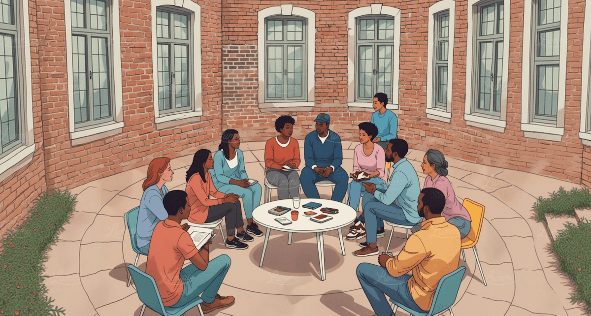 Illustration — group session outdoors